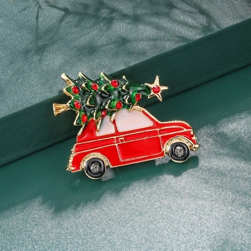 Cartoon Style Pin Christmas Tree Alloy Enamel Rhinestones Unisex Brooches