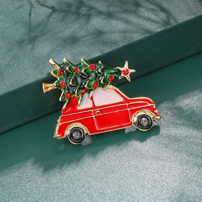 Cartoon Style Pin Christmas Tree Alloy Enamel Rhinestones Unisex Brooches