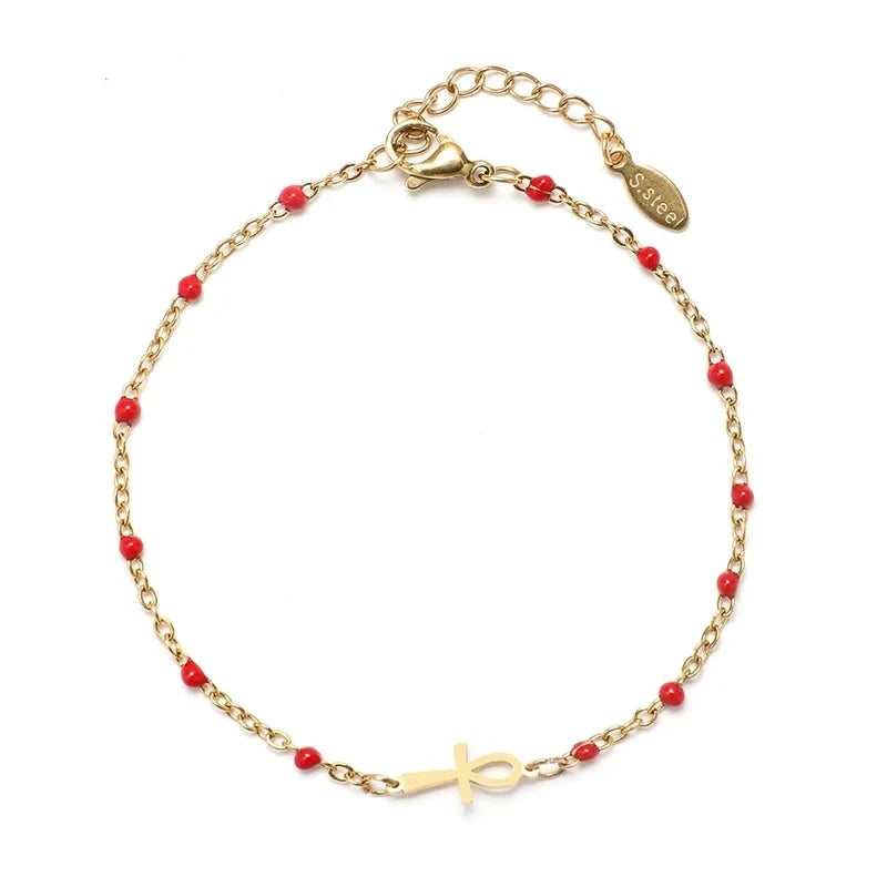 Minimalist Cross Stainless Steel Enamel Plating Bracelets