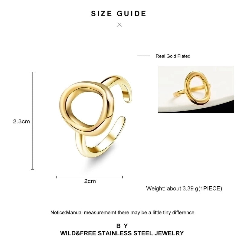 Minimalist U Shape Titanium Steel Plating 18k Gold Plated Open Ring