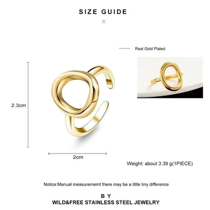 Minimalist U Shape Titanium Steel Plating 18k Gold Plated Open Ring