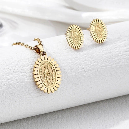 Vintage Style Geometric 304 Stainless Steel 18K Gold Plated Plating Earrings Necklace