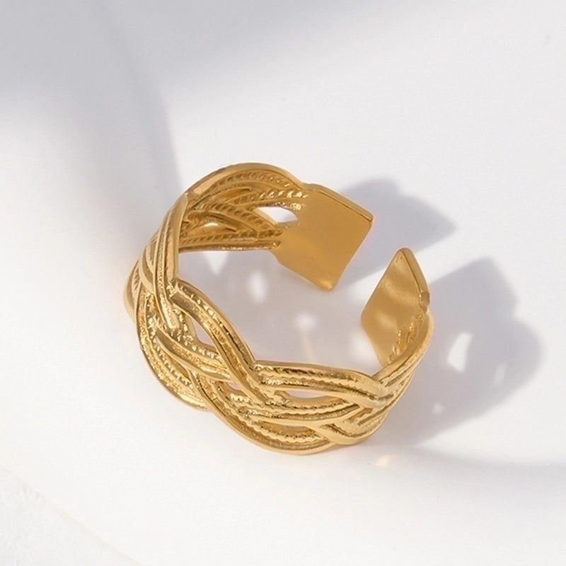 Fashion Solid Color 304 Stainless Steel 18K Gold Plated Plating Stainless Steel Rings