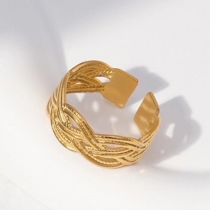Fashion Solid Color 304 Stainless Steel 18K Gold Plated Plating Stainless Steel Rings