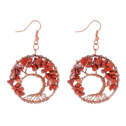 1 Pair Minimalist Leaf Natural Stone Copper Drop Earrings