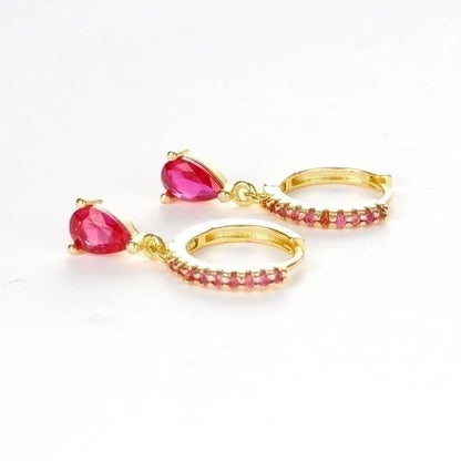 1 Pair IG Style Shiny Water Droplets Plating Inlay Copper Zircon Drop Earrings