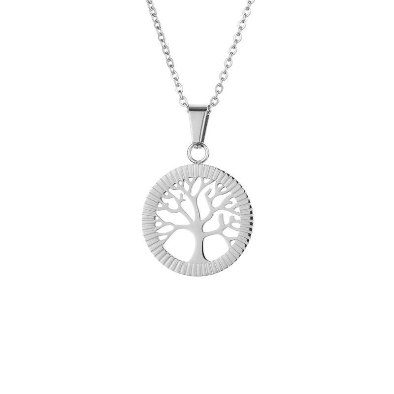 Casual Minimalist Life Tree 304 Stainless Steel Plating Pendant Necklace