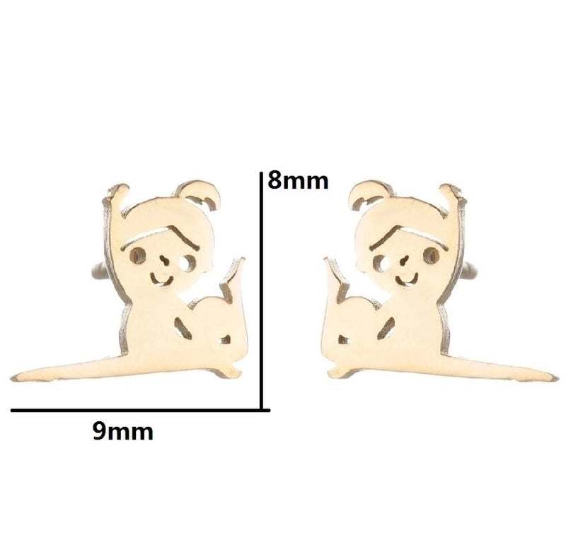 1 Pair Minimalist Solid Color Irregular Plating 304 Stainless Steel 18K Gold Plated Ear Studs