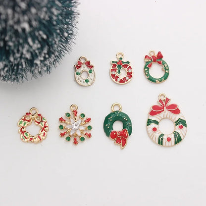 10 PCS/Package 17*13mm Alloy Christmas House Wreath Pendant Jewelry Accessories