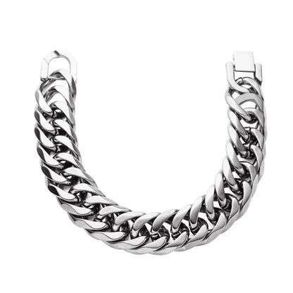 Hip-Hop Punk Geometric 304 Stainless Steel Cuban Link Chain Curb Chain Bracelets In Bulk