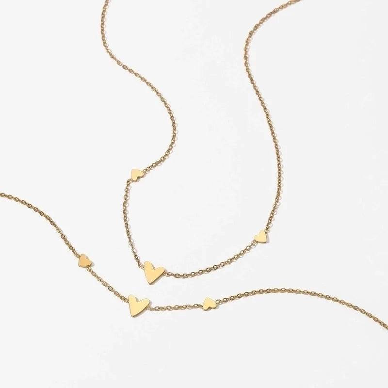 Modern Style Minimalist Heart Shape 304 Stainless Steel 316 Stainless Steel No Inlaid 16K Gold Plated White Gold Plated Gold Plated Bracelets Anklet Necklace