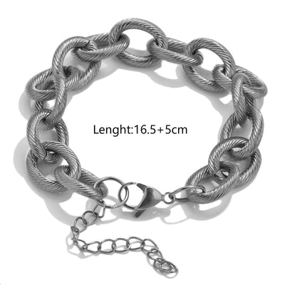 Punk Minimalist Geometric Stainless Steel Plating Bracelets Necklace