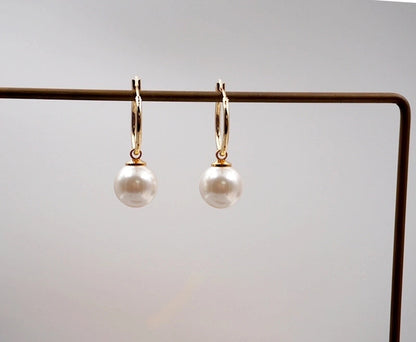 Elegant Minimalist Geometric Imitation Pearl Titanium Steel Copper Plating Earrings Necklace