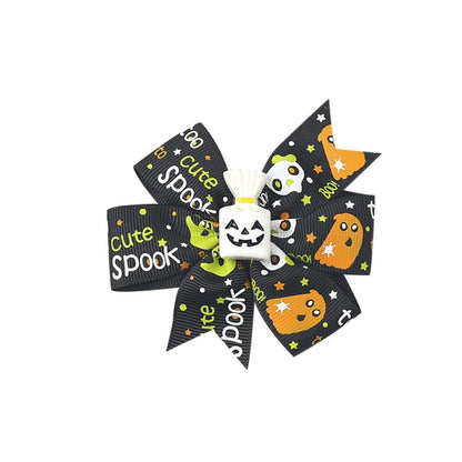 Halloween Funny Halloween Pattern Rib Ribbon Party Hairpin