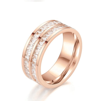 Basic Modern Style Classic Style Geometric Titanium Steel Zircon Inlay Rings