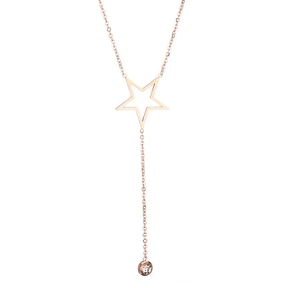 Fashion Geometric Titanium Steel Copper Plating Artificial Diamond Necklace