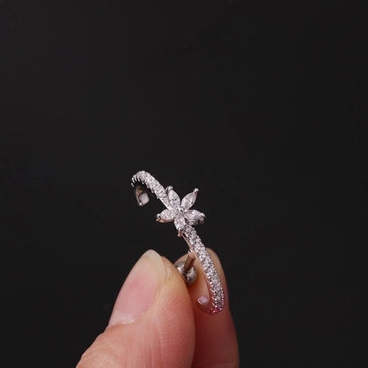 Ear Cartilage Rings & Studs Flower 316L Stainless Steel Copper Inlaid Zircon