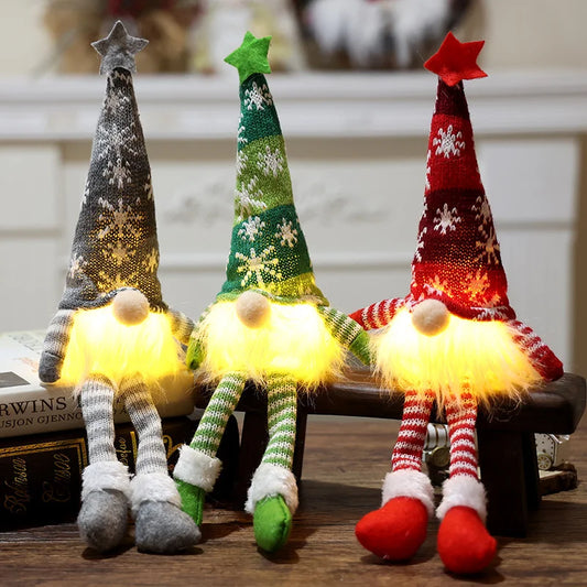 Christmas Glowing Doll Small Knitted Hat Faceless Doll With Light Gnome Decoration Ornament