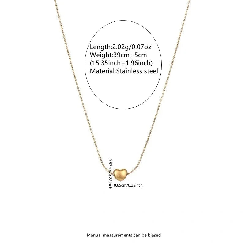 Princess Classic Style Heart Shape 304 Stainless Steel 18K Gold Plated Pendant Necklace