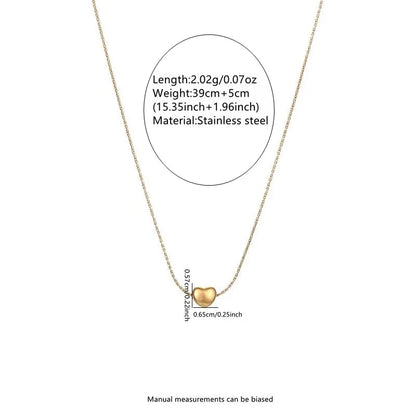 Princess Classic Style Heart Shape 304 Stainless Steel 18K Gold Plated Pendant Necklace
