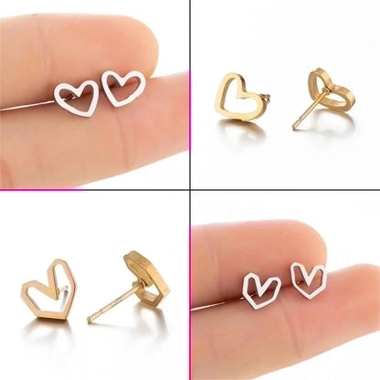 1 Pair Fashion Heart Shape 304 Stainless Steel 18K Gold Plated Ear Studs