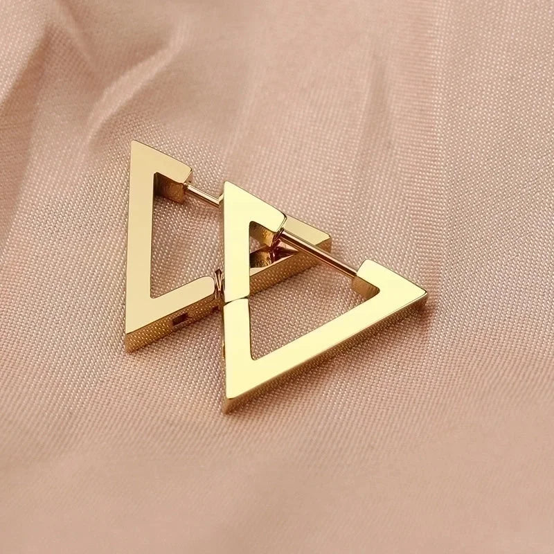 1 Pair Minimalist Triangle Hexagon Plating 304 Stainless Steel 18K Gold Plated Stainless Steel Earrings