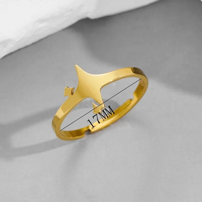 Funny Sweet Pastoral Star Bat Butterfly 201 Stainless Steel 18K Gold Plated Polishing Open Rings