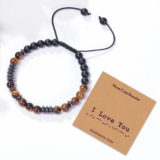 1 Piece Casual Color Block Natural Stone Beaded Knitting Bracelets