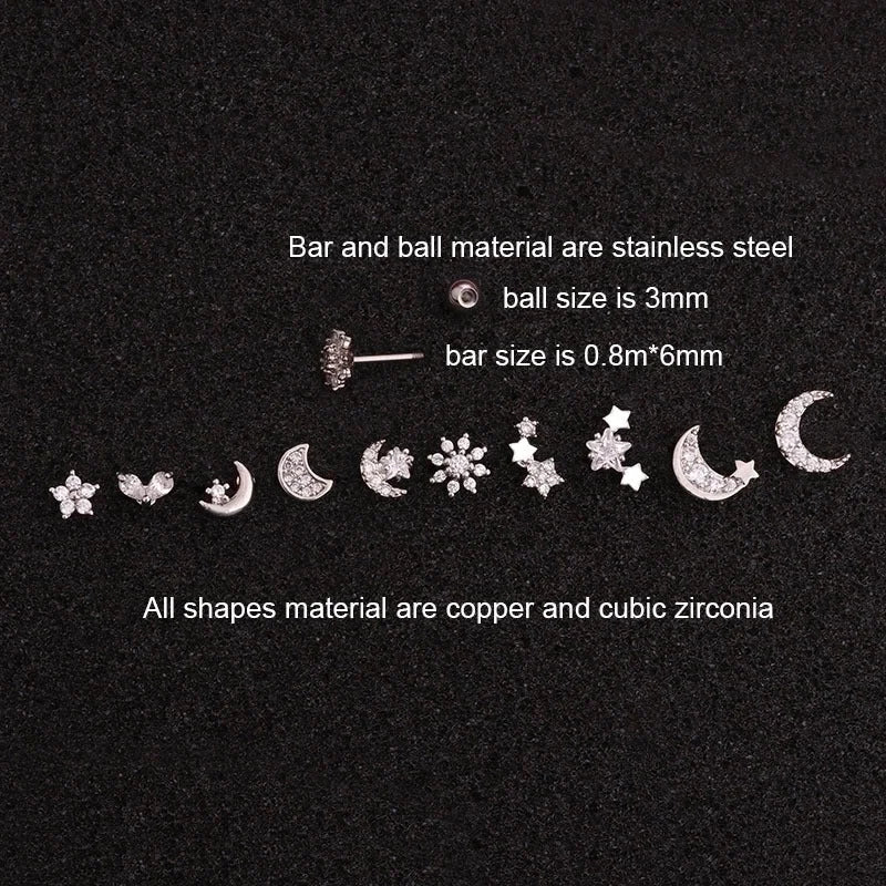 Ear Cartilage Rings & Studs Flower Copper