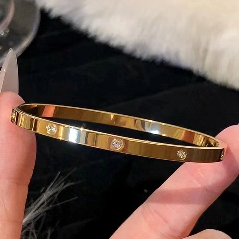 Elegant Minimalist Classic Style Solid Color 304 Stainless Steel Bangle In Bulk