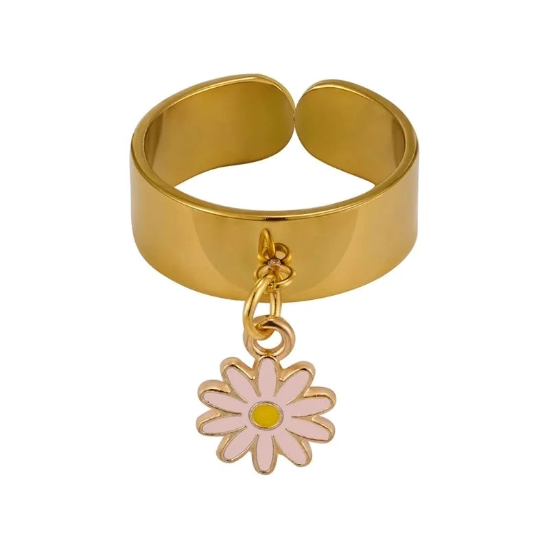 Elegant Retro Solid Color 304 Stainless Steel Enamel Open Rings