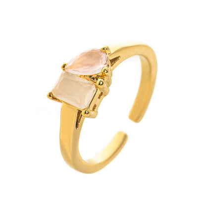 Elegant Romantic Shiny Geometric 304 Stainless Steel Zircon 18K Gold Plated Inlay Stainless Steel Rings