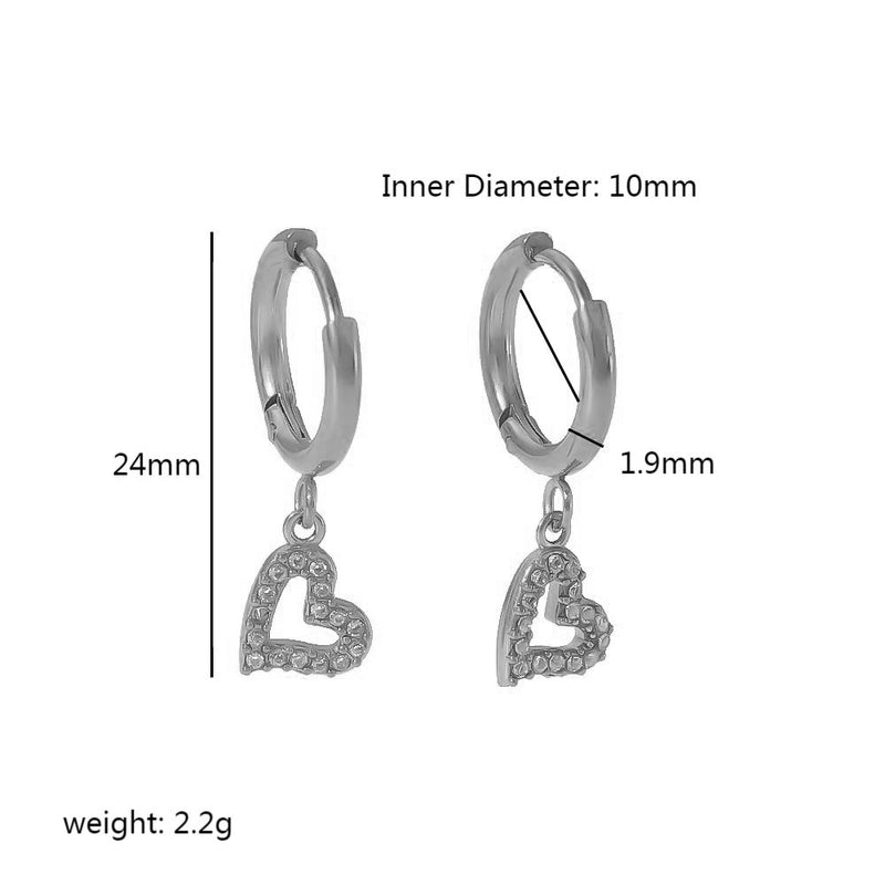 1 Pair Streetwear Hexagram Heart Shape Eye Polishing Plating Inlay 304 Stainless Steel Zircon Drop Earrings