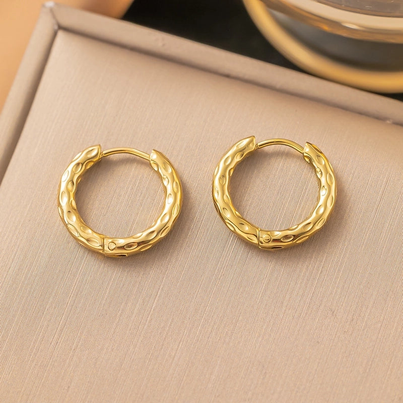1 Pair Minimalist Geometric Round Solid Color Plating Titanium Steel Earrings Ear Studs