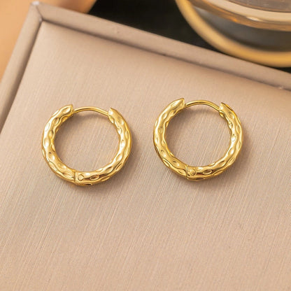 1 Pair Minimalist Geometric Round Solid Color Plating Titanium Steel Earrings Ear Studs