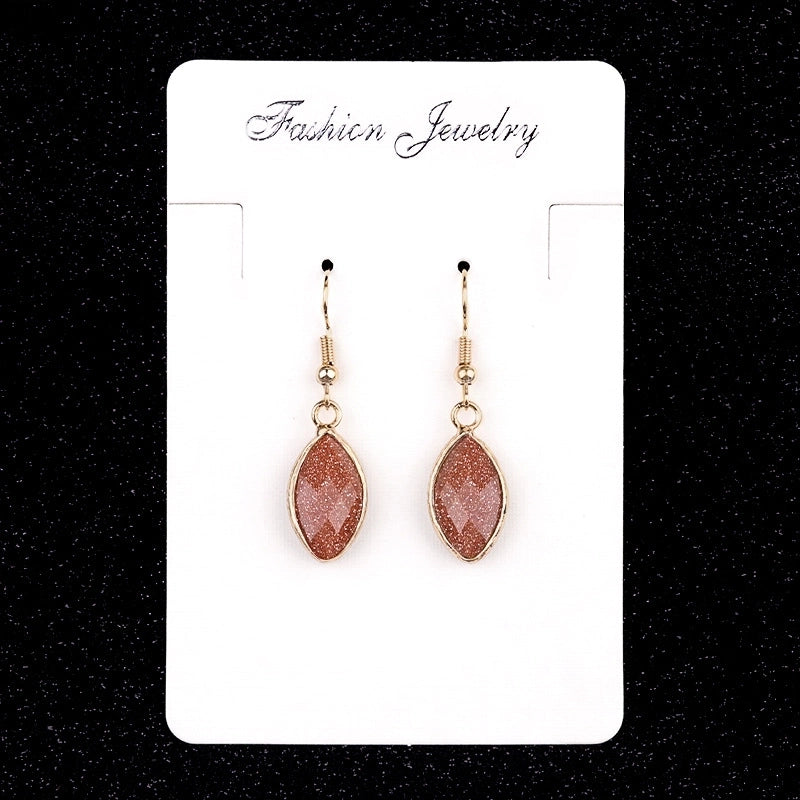 1 Pair Vintage Style Classic Style Geometric Polishing Artificial Crystal Semi-precious Stone Tiger Eye Drop Earrings