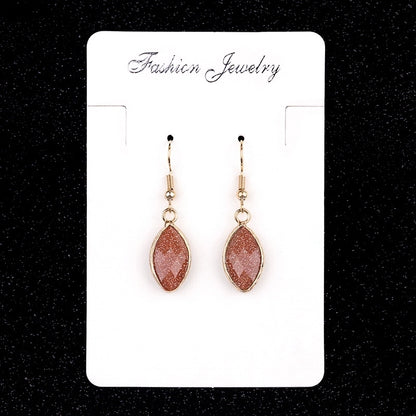 1 Pair Vintage Style Classic Style Geometric Polishing Artificial Crystal Semi-precious Stone Tiger Eye Drop Earrings