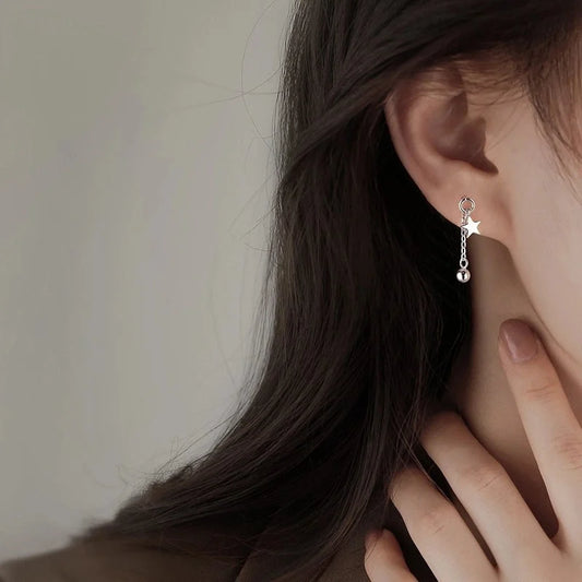 1 Piece Minimalist Classic Style Star Tassel Plating 304 Stainless Steel Drop Earrings