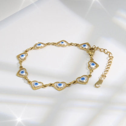 Elegant Romantic Sweet Heart Shape 304 Stainless Steel 18K Gold Plated Stainless Steel Bracelets In Bulk