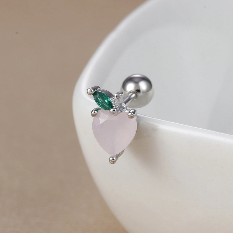 1 Piece Ear Cartilage Rings & Studs IG Style Ice Cream Heart Shape Candy 304 Stainless Steel Inlay Zircon 18K Gold Plated Ear Cartilage Rings & Studs