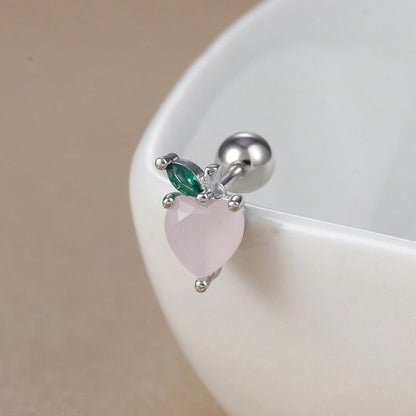 1 Piece Ear Cartilage Rings & Studs IG Style Ice Cream Heart Shape Candy 304 Stainless Steel Inlay Zircon 18K Gold Plated Ear Cartilage Rings & Studs