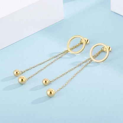 Fashion Circle Titanium Steel Patchwork Earrings Necklace