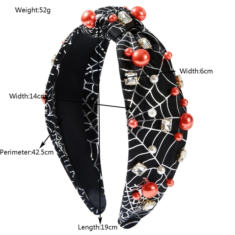 Women's Hip-Hop Funny Halloween Pattern Spider Web Alloy Diamond Hair Band