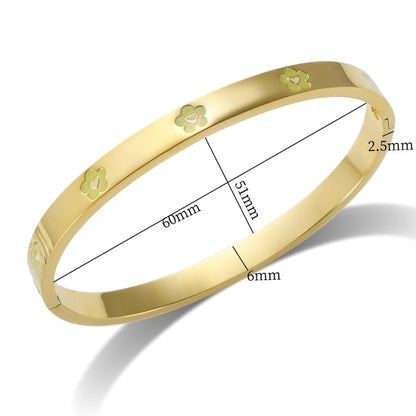 Elegant Heart Shape Flower Titanium Steel Bangle In Bulk