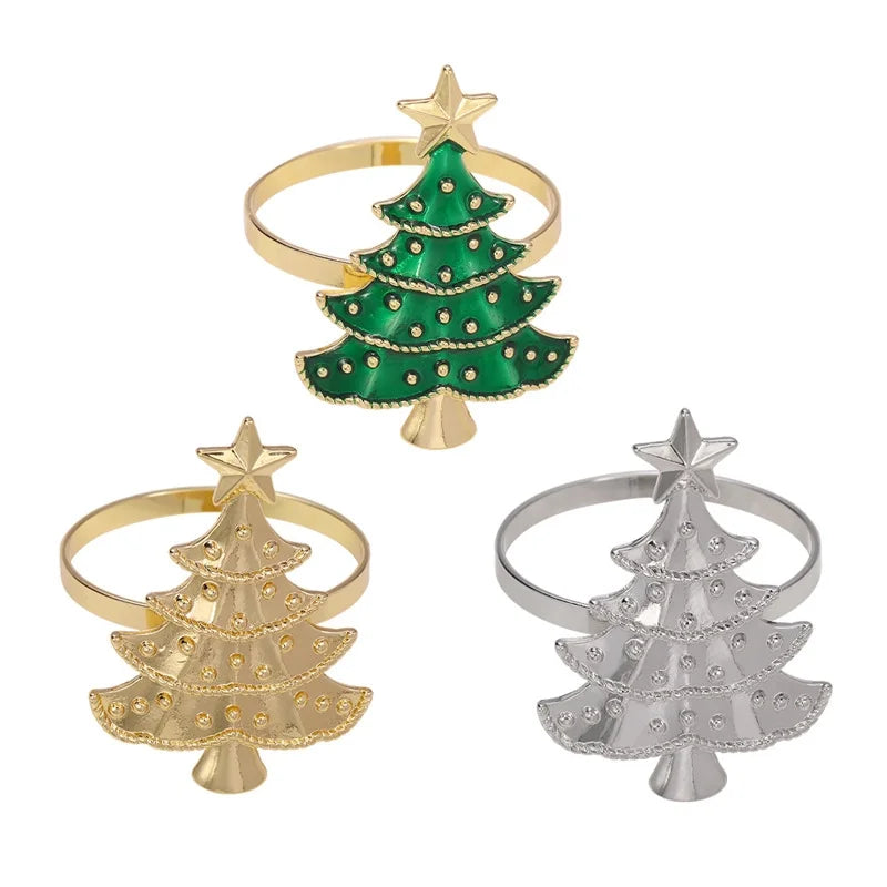 Christmas Casual Elegant Christmas Tree Alloy Napkin Rings 1 Piece