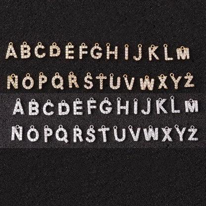 Copper Minimalist Letter Inlaid Zircon Pendant Necklace