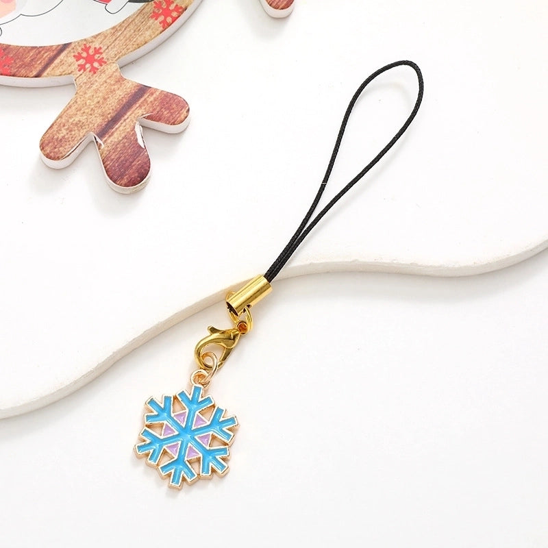 Cute Christmas Tree Snowman Snowflake Alloy Plating Christmas Bag Pendant Mobile Phone Chain