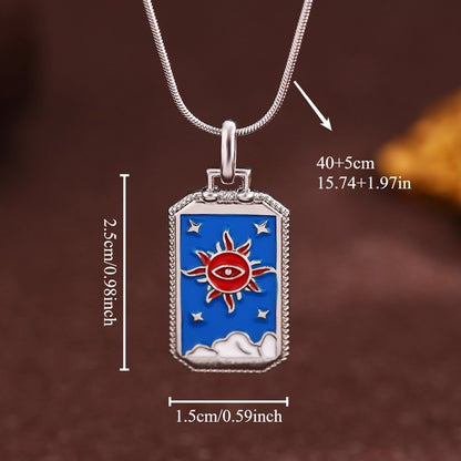 Vintage Style Minimalist Sun Moon Titanium Steel Copper Plating Pendant Necklace