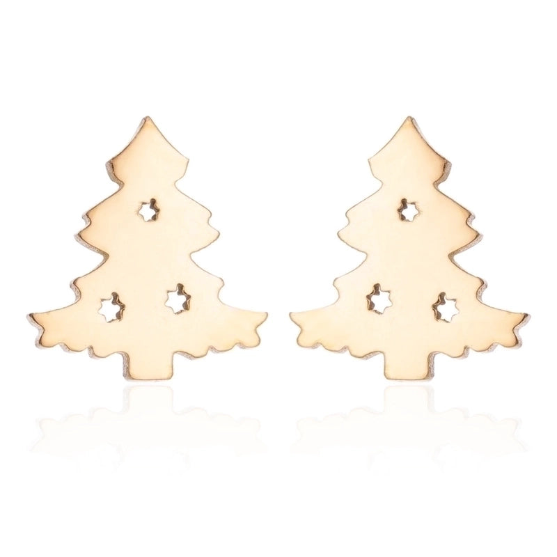 1 Pair Fashion Christmas Tree 304 Stainless Steel 18K Gold Plated Ear Studs