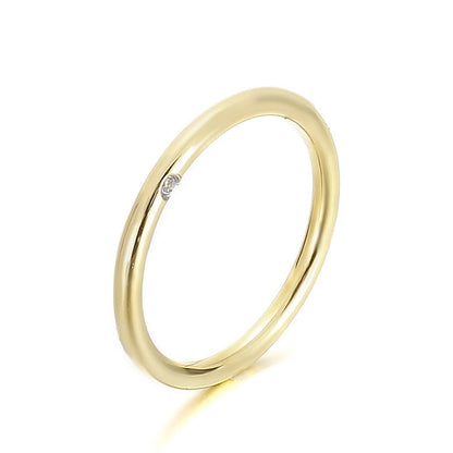 Minimalist Classic Style Solid Color Titanium Steel Rhinestones 18K Gold Plated Inlay Rings